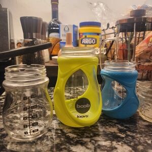 Joovy Boob Baby Bottle Set with Sleeves And Baby Food Containers.